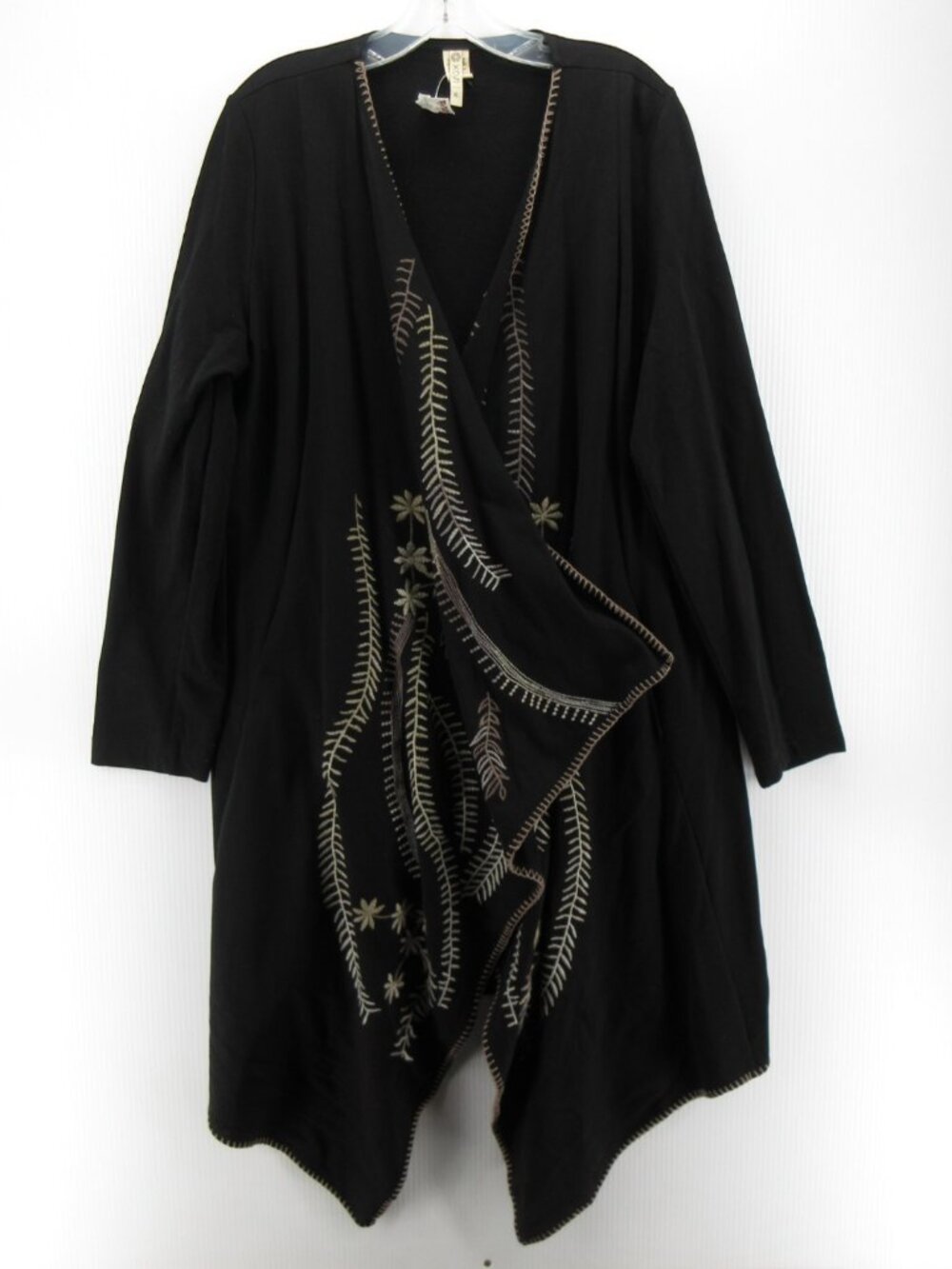 XCVI Top XL Open Cardigan Tunic Blouse Floral Embroidered Artsy NEW